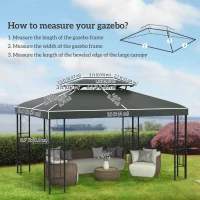 Outsunny 13' x 10' Gazebo Replacement Canopy 2 Tier Top UV Cover Pavilion Garden Patio Outdoor, Deep Grey (TOP ONLY)(m-3)