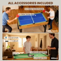 Soozier 48 in 13-in-1 Combo Multi Game Table with Foosball, Pool, Hockey and More for Kids and Adults, Light Walnut(m-7)