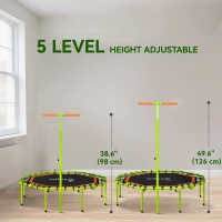 Soozier 50" Foldable Mini Trampoline, Fitness Trampoline Rebounder with Bungee, Adjustable Handle Bar, Stable & Quiet(m-4)