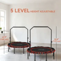 Soozier 48" Foldable Rebounder Trampoline, Mini Trampoline Indoor with Adjustable Handle, Quiet and Safe Bungee Rebounder(m-4)