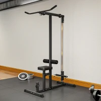 Soozier LAT Pull Down Machine Cable Machine, High and Low Pulley Station with Adjustable Seat, for Home Gym(m-8)