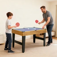 Soozier 48 in 13-in-1 Combo Multi Game Table with Foosball, Pool, Hockey and More for Kids and Adults, Light Walnut(m-8)