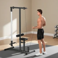 Soozier LAT Pull Down Machine Cable Machine, High and Low Pulley Station with Adjustable Seat, for Home Gym(m-1)