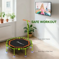 Soozier 50" Foldable Mini Trampoline, Fitness Trampoline Rebounder with Bungee, Adjustable Handle Bar, Stable & Quiet(m-6)
