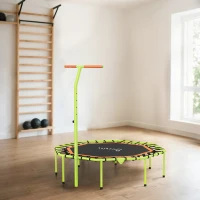 Soozier 50" Foldable Mini Trampoline, Fitness Trampoline Rebounder with Bungee, Adjustable Handle Bar, Stable & Quiet(m-1)