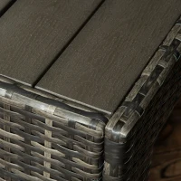 Outsunny Outdoor Daybed with Canopy, 4 Piece Sectional Patio Furniture Set, Cushions, Coffee Table Ottoman, PE Wicker Conversation Sofa Set & Convertible Sunbed, Gray(m-8)