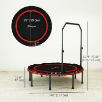 Soozier 48" Foldable Rebounder Trampoline, Mini Trampoline Indoor with Adjustable Handle, Quiet and Safe Bungee Rebounder(m-3)