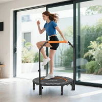 Soozier 40" Foldable Mini Fitness Trampoline, with Adjustable Foam Handle, Orange(m-8)