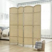 HOMCOM Folding Room Divider Screen 4 Panel 5.6 ' Tall Privacy Screen Freestanding Room Partition for Home Office, Beige(m-10)
