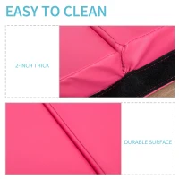 Soozier 4'x10'x2'' Folding Gymnastics Tumbling Mat, Exercise Mat  with Carrying Handles for Yoga, MMA, Martial Arts, Stretching, Core Workouts, Pink(m-6)