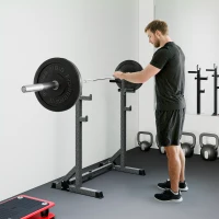 Soozier Adjustable Bench Press Rack, Multi-Function Squat Rack for Home Gym Strength Training, Black(m-9)