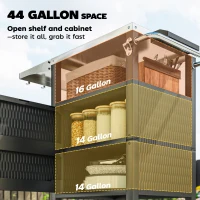 Outsunny Outdoor Grill Dining Cart with Stainless Steel Top, Pizza Oven Stand Table with Foldable Side Table, Silver(m-5)