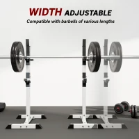 Soozier Adjustable Barbell Rack Stable Power Squat Stand Portable 2 Bars Barbell Holder Weight Rack, Black and White(m-6)