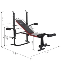 Soozier Adjustable Weight Bench with Leg Developer Barbell Rack for Weight Lifting and Strength Training Multifunctional Bench Press Workout Station for Home Gym(m-3)