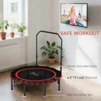 Soozier 48" Foldable Rebounder Trampoline, Mini Trampoline Indoor with Adjustable Handle, Quiet and Safe Bungee Rebounder(m-6)