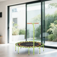 Soozier 50" Foldable Mini Trampoline, Fitness Trampoline Rebounder with Bungee, Adjustable Handle Bar, Stable & Quiet(m-8)