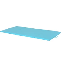 Soozier 4'x8'x2" Folding Gymnastics Tumbling Mat, Exercise Mat with Carrying Handles for Yoga, MMA, Martial Arts, Stretching, Core Workouts, Light Blue(m-11)
