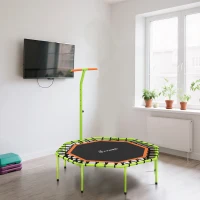 Soozier 50" Foldable Mini Trampoline, Fitness Trampoline Rebounder with Bungee, Adjustable Handle Bar, Stable & Quiet(m-9)