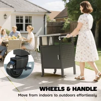 Outsunny Outdoor Grill Dining Cart with Stainless Steel Top, Pizza Oven Stand Table with Foldable Side Table, Silver(m-7)