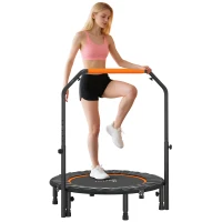 Soozier 40" Foldable Mini Fitness Trampoline, with Adjustable Foam Handle, Orange(m-11)