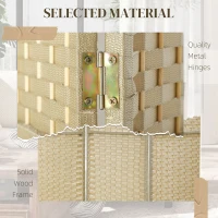 HOMCOM Folding Room Divider Screen 4 Panel 5.6 ' Tall Privacy Screen Freestanding Room Partition for Home Office, Beige(m-6)