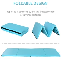 Soozier 4'x8'x2" Folding Gymnastics Tumbling Mat, Exercise Mat with Carrying Handles for Yoga, MMA, Martial Arts, Stretching, Core Workouts, Light Blue(m-7)