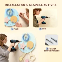 Qaba Caterpillar Montessori Busy Board, 7 in 1 Sensory Wall for Playroom Nursery Classroom, for Toddlers 3+ Years(m-6)
