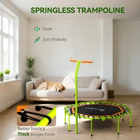 Soozier 50" Foldable Mini Trampoline, Fitness Trampoline Rebounder with Bungee, Adjustable Handle Bar, Stable & Quiet(m-5)