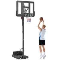 Soozier 7.7-10ft Portable Basketball Hoop, Basketball Goal with Free Weight, Wheels, 43" Backboard and Fillable Base(m-11)