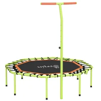 Soozier 50" Foldable Mini Trampoline, Fitness Trampoline Rebounder with Bungee, Adjustable Handle Bar, Stable & Quiet(m-11)