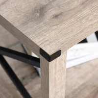 HOMCOM Industrial Coffee Table, Cocktail Table with Bottom Storage Shelf, Metal X-Bar for Living Room Bedroom(m-9)