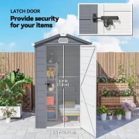 Outsunny 4.5' x 6' Garden Storage Shed with Latch Door, Vents, Sloped Roof, Light Grey(m-7)