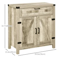 HOMCOM Farmhouse Kitchen Storage Cabinet, Sideboard Buffet Cabinet with 2 Rustic Barn Doors and Drawer, Oak(m-3)