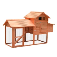 PawHut 82" Deluxe Chicken Coop Wooden Hen House Rabbit Hutch Poultry Cage Pen Backyard with Run and Nesting Box(m-2)