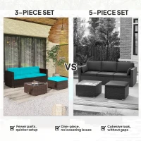 Outsunny Patio Furniture w/ Soft Cushions, Corner Sofa Sets, Turquoise(m-7)