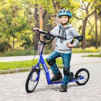 Aosom Kids Scooter with Adjustable Handlebar, Youth Kick Scooter with Dual Brakes, Inflatable Wheels, for Age 5+, Blue(m-1)