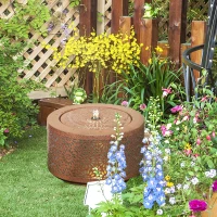 Outsunny Outdoor Water Fountain with LED Lights, 10" Tall Garden Waterfall Fountain with Adjustable Flow, Brown(m-7)