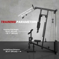 Soozier Multifunction Home Power Exercise Gym System Weight Training Exercise Workout Station Fitness Strength Machine for Whole Body Training Black(m-7)