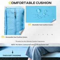 Outsunny 4 Pieces Wicker Patio Furniture Set with Thick Cushions, Outdoor PE Rattan Conversation Sofa Set with Glass Top Table & Extra Wide Seat, Sky Blue(m-5)