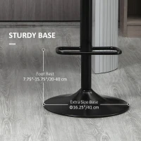 HOMCOM Swivel PU Leather Barstools Set of 2 Adjustable Bar Stools with Footrest Back for Kitchen Counter Dining Room Black(m-7)