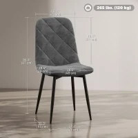 HOMCOM Dining Chairs Set of 4, Upholstered Dining Room Chairs with Steel Legs, Modern Kitchen Chair for Dining Room, Grey(m-3)