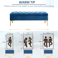 HOMCOM End of Bed Bench, Upholstered Bench, Entryway Shoe Bench with Button Tufted for Living Room, Bedroom, Blue(m-6)