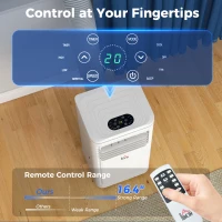 HOMCOM Small Portable AC 8000 BTU, Dehumidifier, Remote Control, 24-Hour Timer, Window Mount Kit for Bedroom, Cream(m-5)