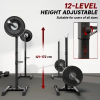 Soozier Adjustable Stable Power Squat Stand Portable 2 Bars Barbell Holder Weight Rack Black(m-5)