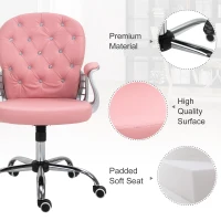 Vinsetto Office Chair, Computer Desk Chair with Adjustable Height and Tufted Back, Pink(m-4)