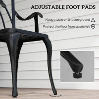 Outsunny 3 Pieces Patio Bistro Set, Cast Aluminum Outdoor Conversation Furniture Set, Coffee Table with Umbrella Hole, 2 Armchairs, Brown(m-7)