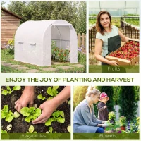 Outsunny 8.2x6.6x6.6ft Walk-in Tunnel Greenhouse Portable Garden Plant Growing Warm House with Door and Ventilation Window, White(m-6)