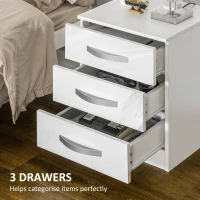 HOMCOM Modern Nightstand Set of 2, Bedside Tables with 3 High Gloss Drawers for Bedroom, White(m-6)