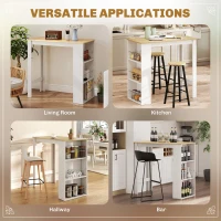 HOMCOM Bar Table Counter Height Dining Table with 3 Storage Shelves for Kitchen, Dining Room, Living Room, White(m-5)
