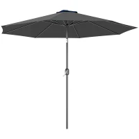 Outsunny 10' x 8' Round Market Umbrella, Patio Umbrella with Crank Handle and Tilt, Outdoor Parasol for Garden, Bench, Lawn, Grey(m-11)